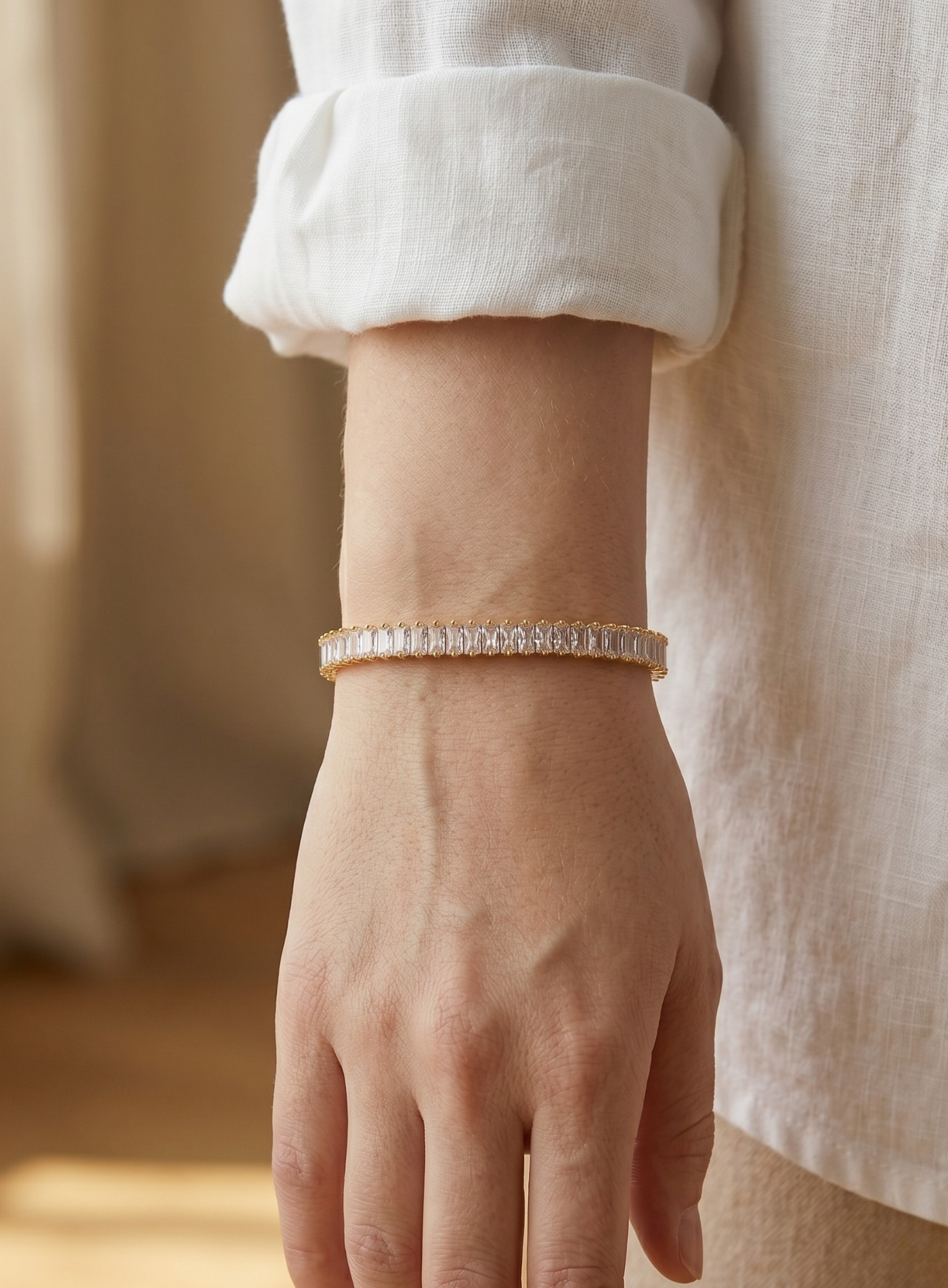 Armbånd med Gyldne Krystaller