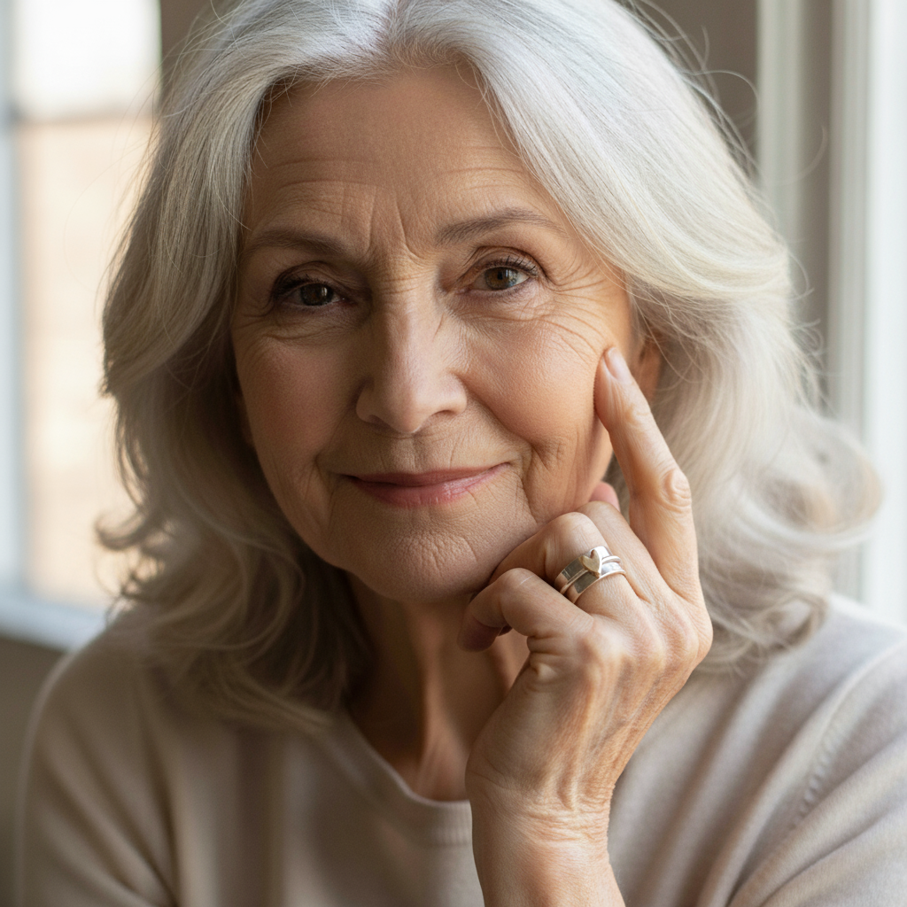 Vintage sølvring med guldhjerte