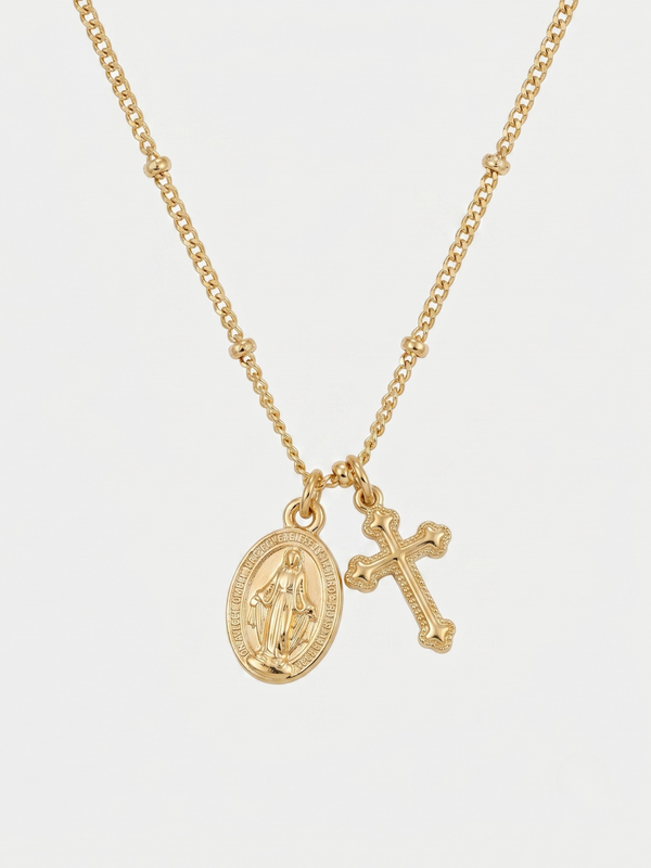 Fé Halskæde med Kors og Medalje