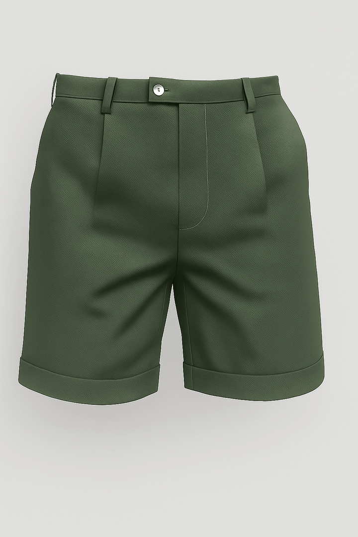 Herreshorts med læg og lommer – grøn og alsidige
