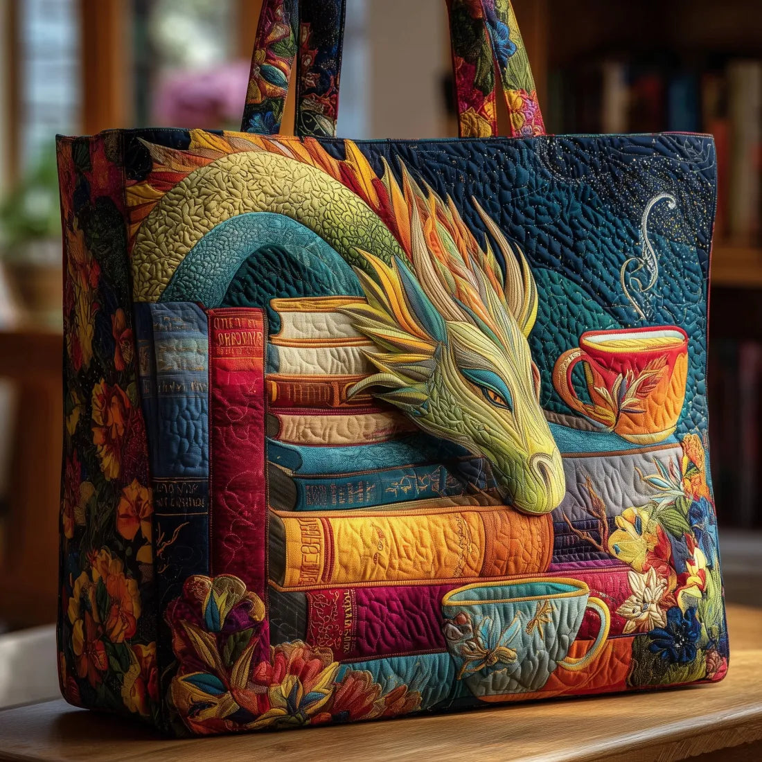 HÅNDLAVET TASKE - DRAGEN OG DE GAMLE BØGER