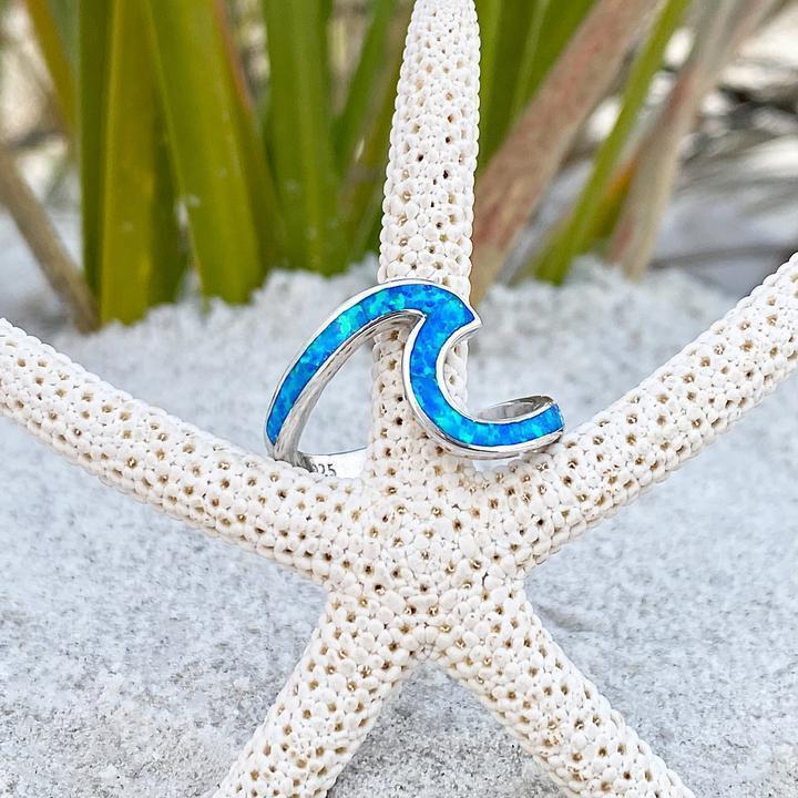 Anillo Ola del Mar en ópalo y plata