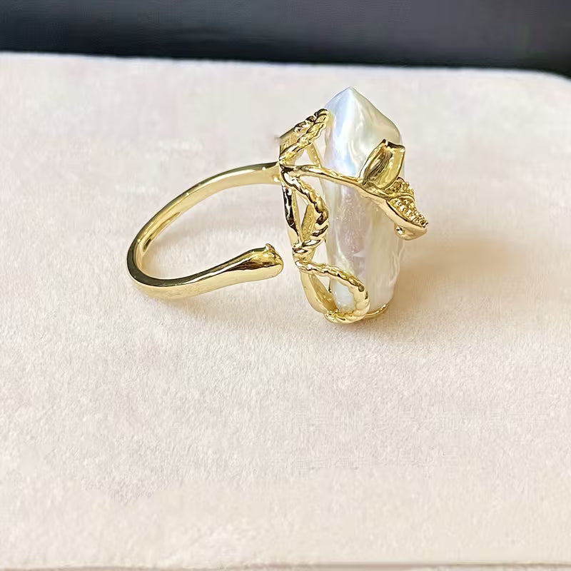 Forlovelsesring med naturlige ferskvandsperler