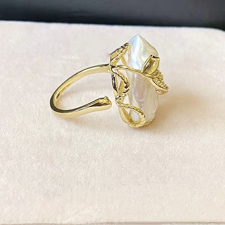 Forlovelsesring med naturlige ferskvandsperler