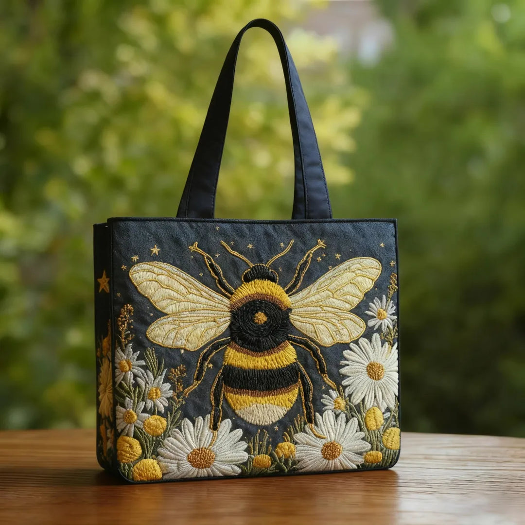HÅNDLAVET TASKE - BIEN OG DE SYV SMÅ BLOMSTER