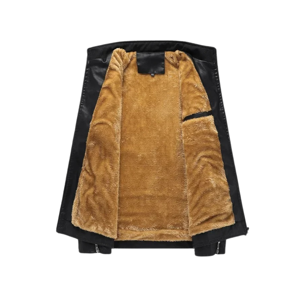 Retro Fleece Fodret Læderjakke