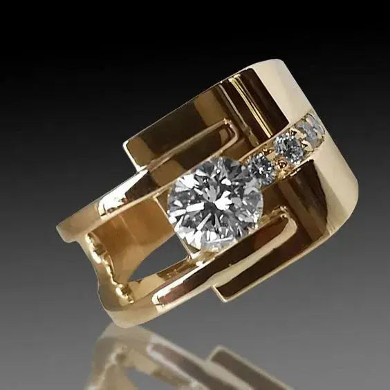 Vintage Ring Guld Uregelmæssig med Zirkon