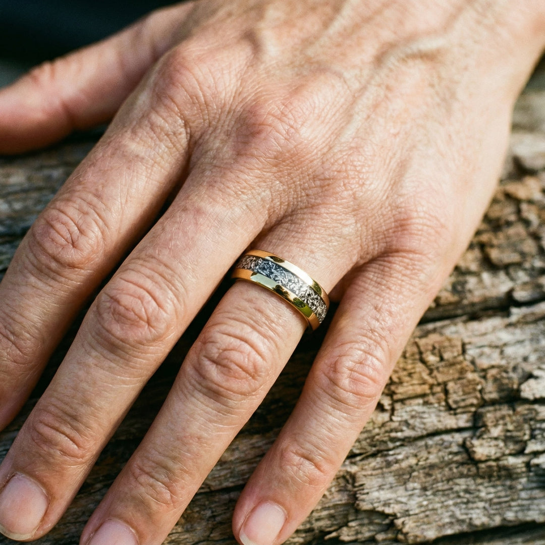 Ring med skinnende guldindlæg