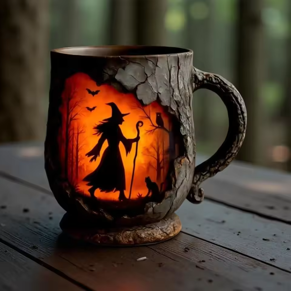 Artisan 3D Halloween Krus – Med Design af Heks og Kat