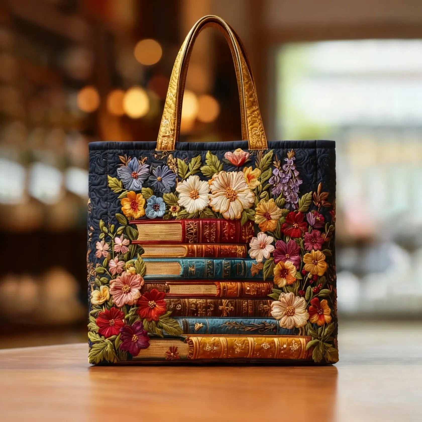 HÅNDLAVET TASKE - BLOMSTERBIBLIOTEK