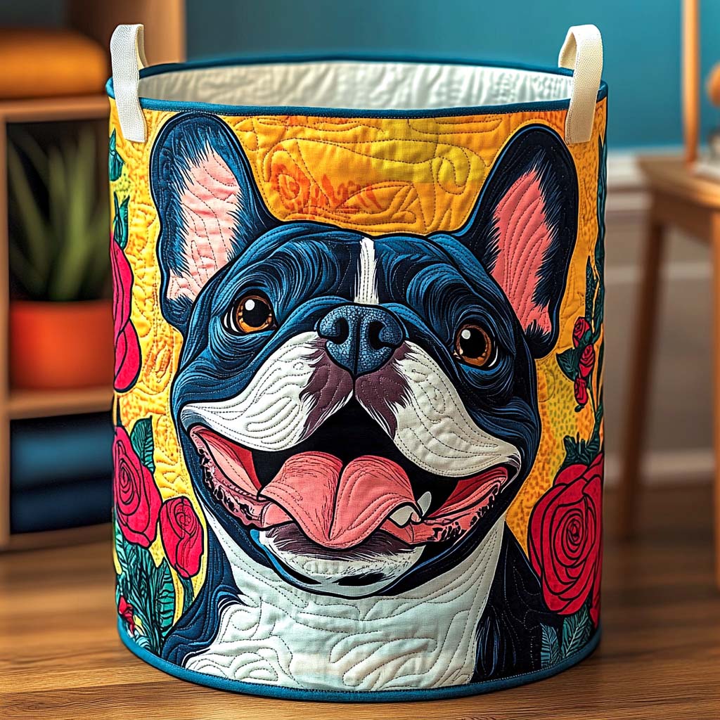Bloomy Frenchie Smile vasketøjskurv