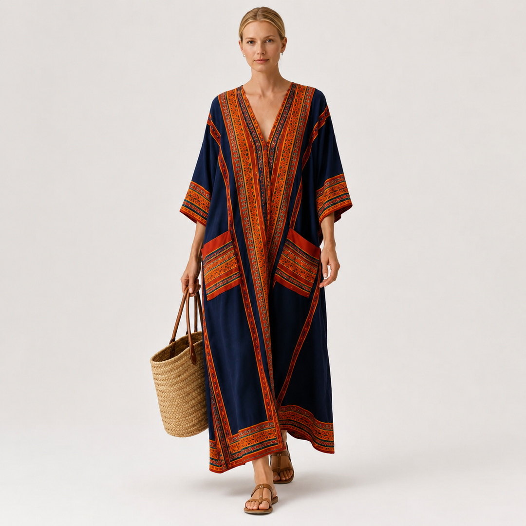 Kaftan Samira Blå Etnisk