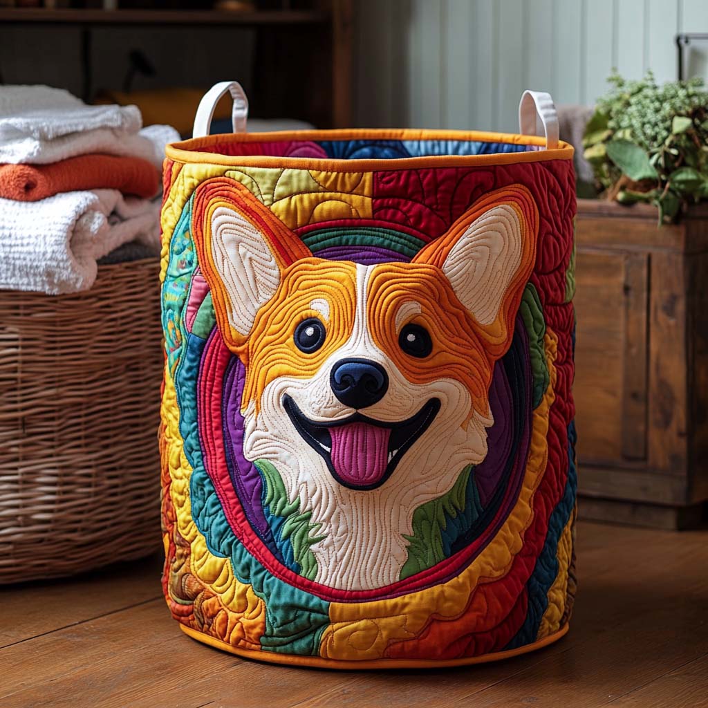 Vasketøjskurv i Corgi-farver
