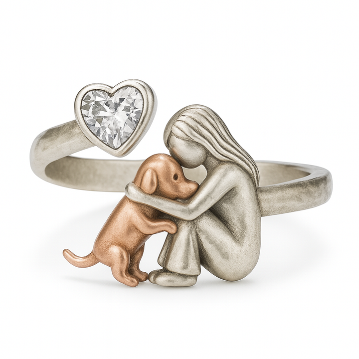 Håndlavet ring i 925 sterlingsølv med hjerteformet cubic zirkonia – justerbar størrelse