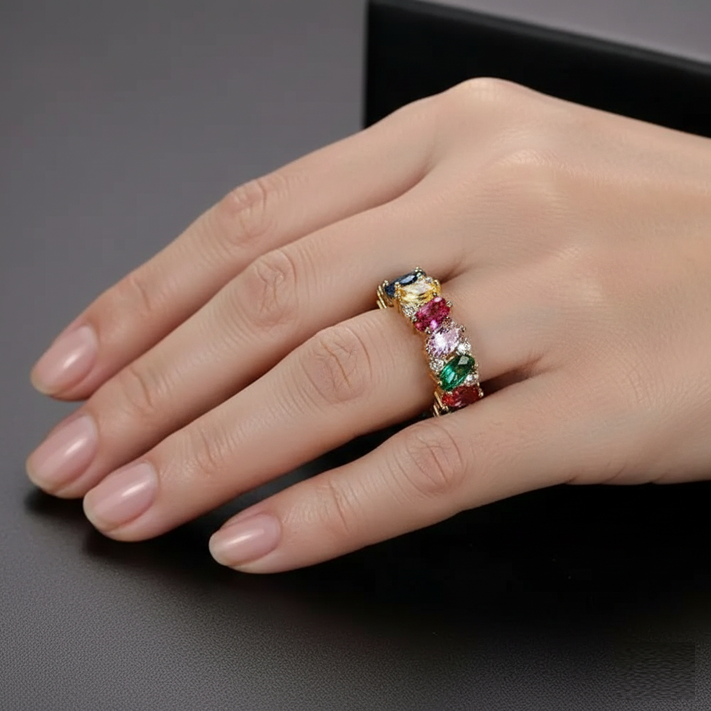 Anillo Vintage con Zircónias Multicolor