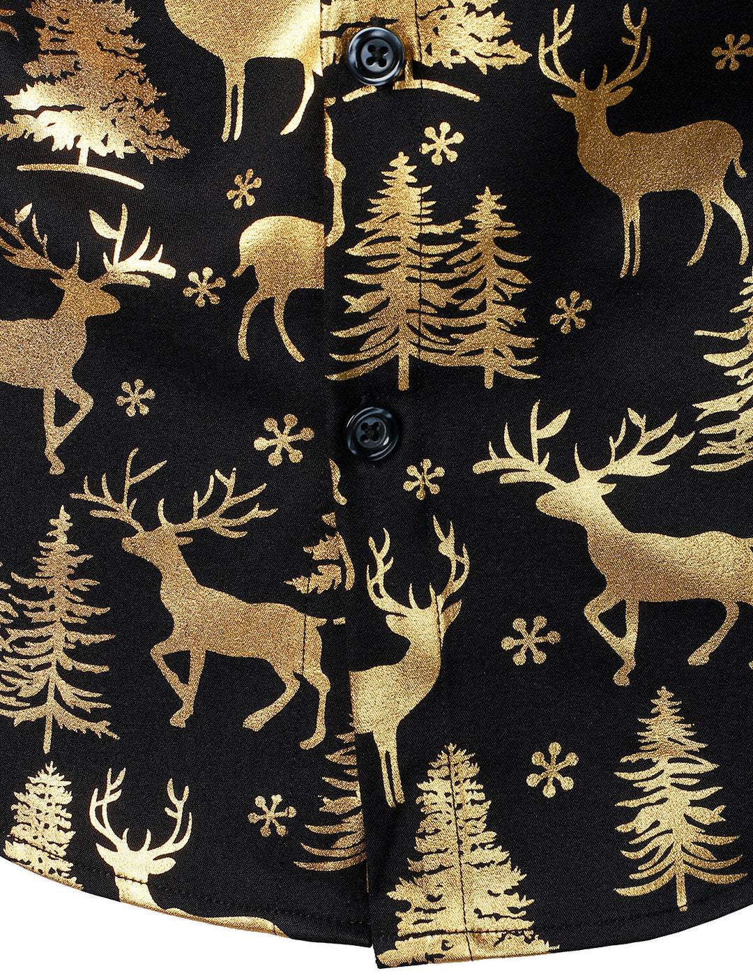 Herre Guld Jul Rensdyr Festlig Print Langærmet Skjorte