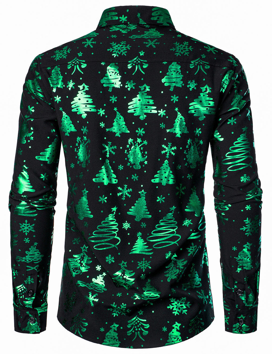 Herre Jul Print Regular Fit Grøn Langærmet Skjorte