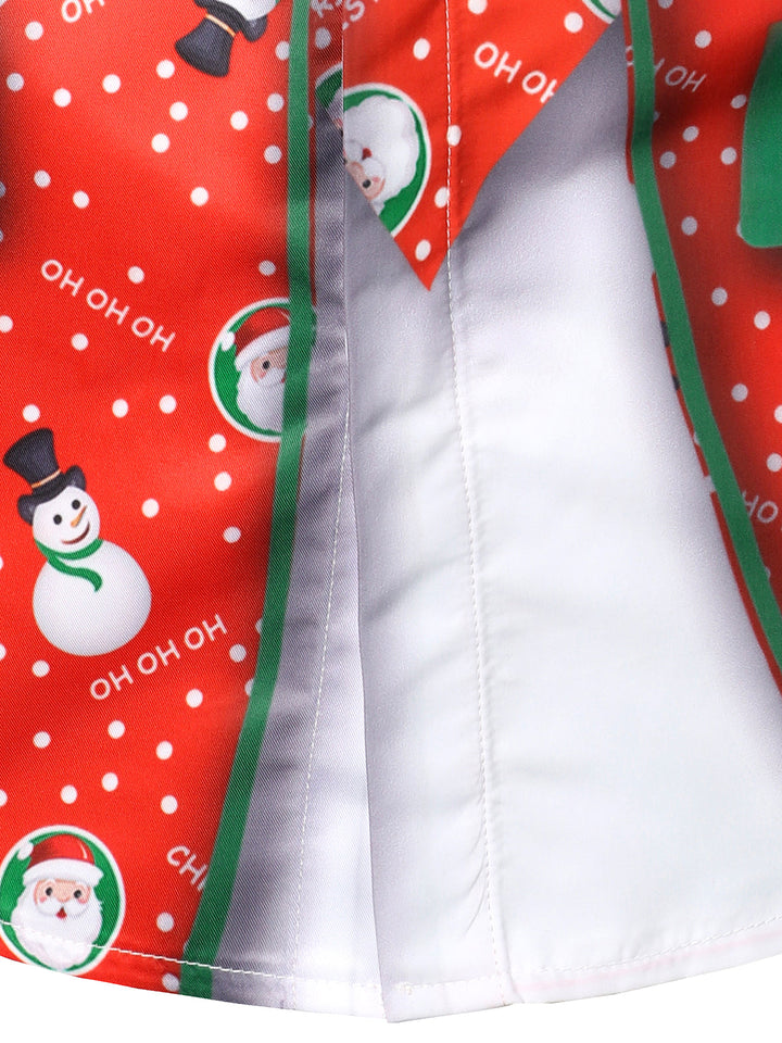 Herre Jule Snemand Santa Print Sjovt Outfit Jule Tematiseret Ferie Langærmet Skjorte