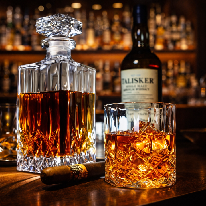 Whiskykarafel - Sæt med flasker og glas