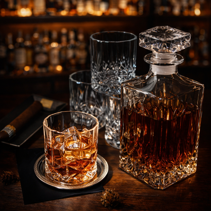 Whiskykarafel - Sæt med flasker og glas