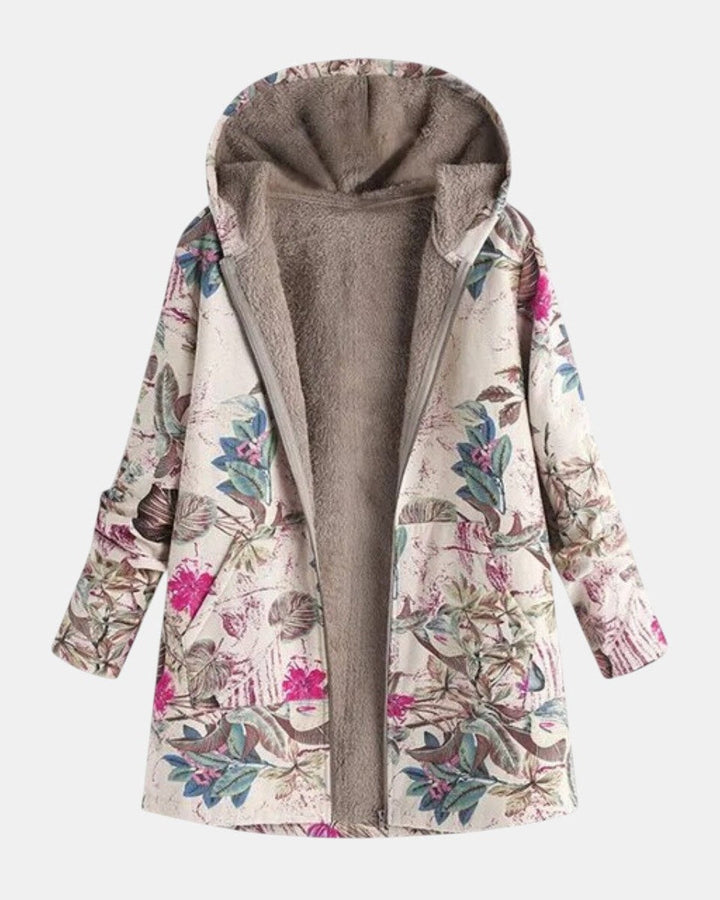 Ivy | Pastel Botanisk Fleeceforet Jakke