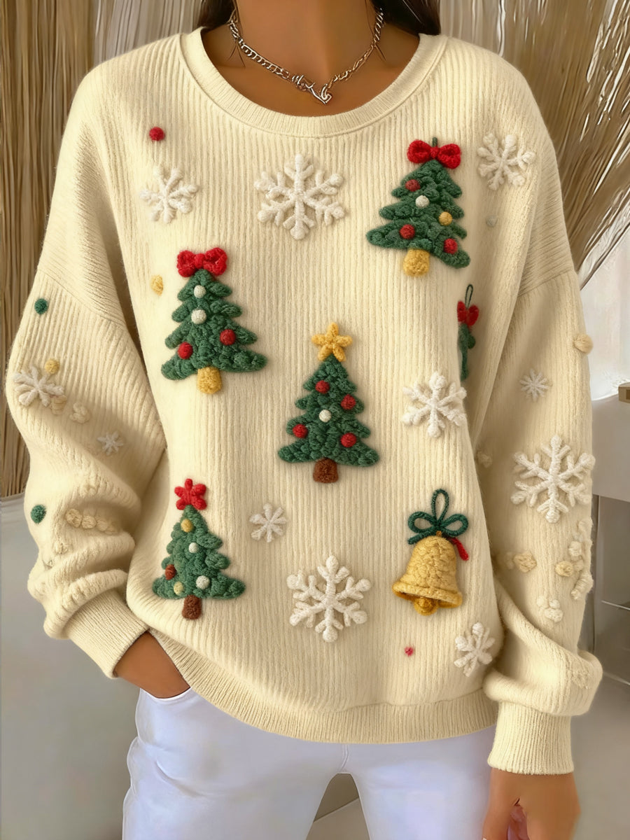 Kvinders Vintage Juletræ Casual Crewneck Pullover
