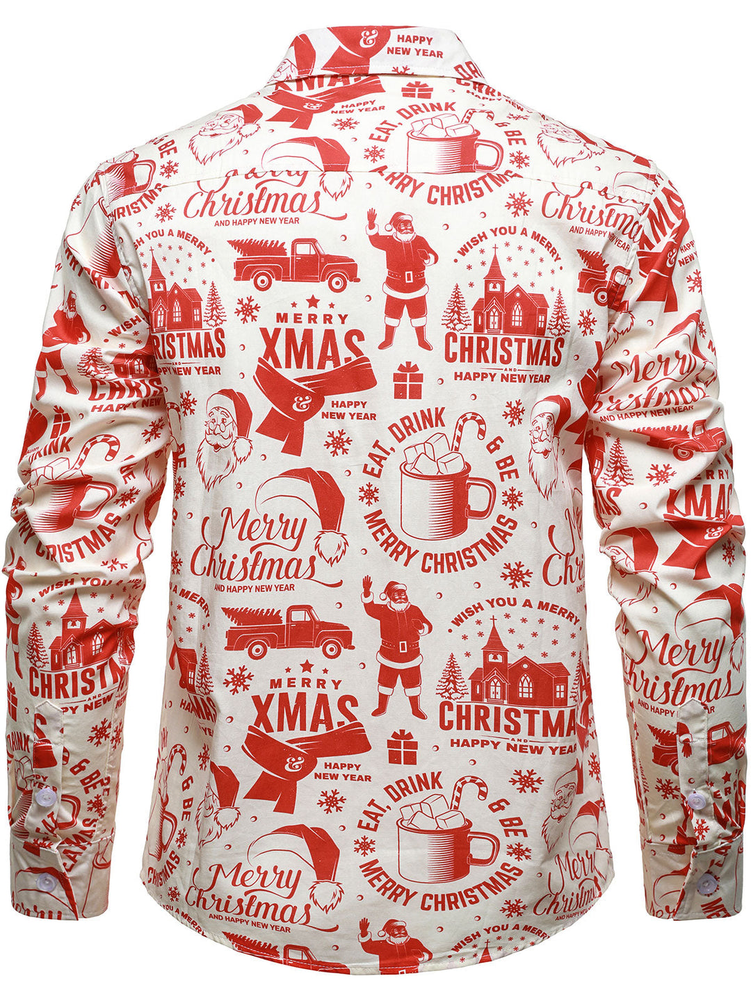 Mænds julestrøje i beige med sjovt vintage design og lange ærmer