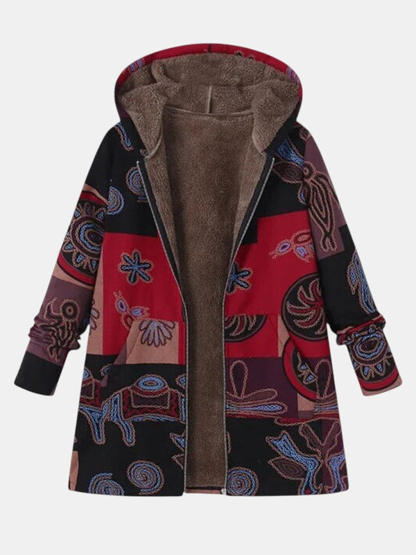Marina | Boho Abstrakt Patchwork Hoodie Frakke