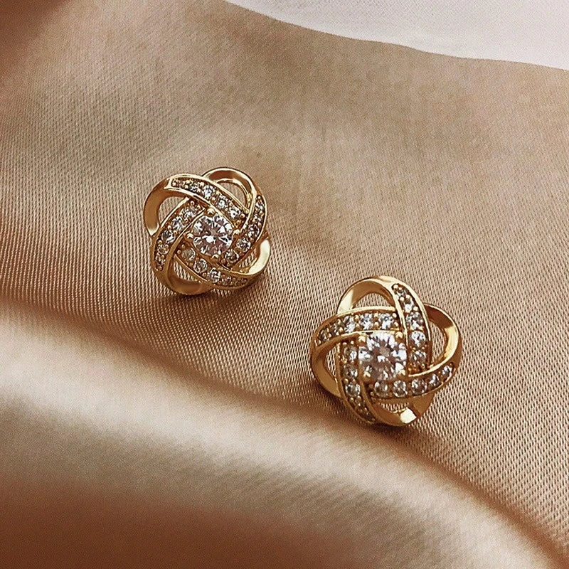 Øreringe med Zirconia-kugler i guld