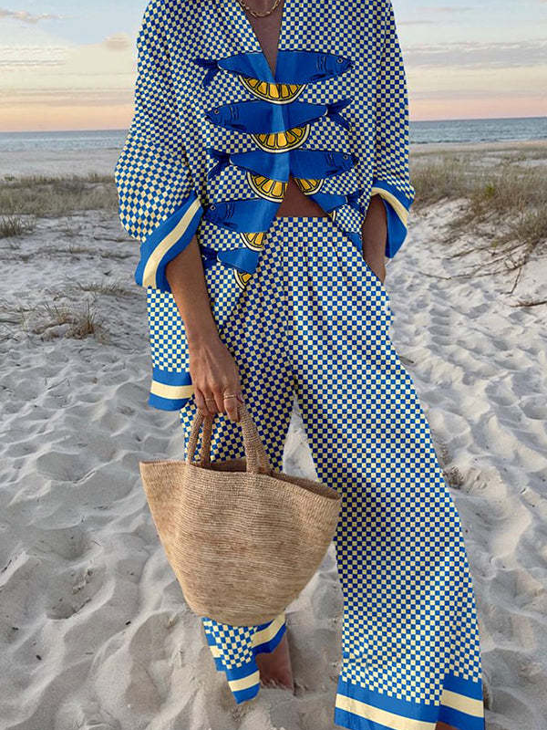 Trivela | Linned-sæt med sardiner- og citronprint