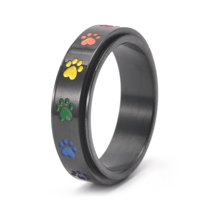 Spinnestressring – Rustfrit stål med regnbueperler