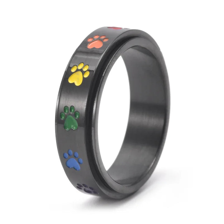 Spinnestressring – Rustfrit stål med regnbueperler