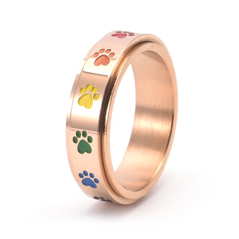 Spinnestressring – Rustfrit stål med regnbueperler