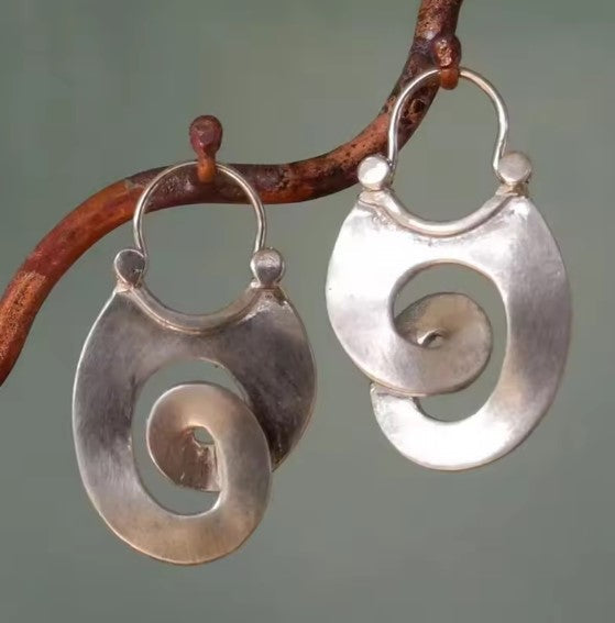 Vintage Srebrni Uhani s Spiralami