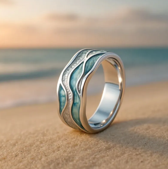 Aurora ring af hav- og strandbølger