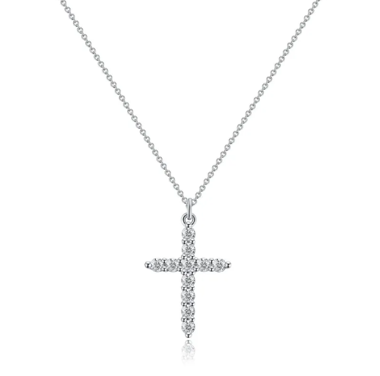 Vedhæng med kors og diamantkrone