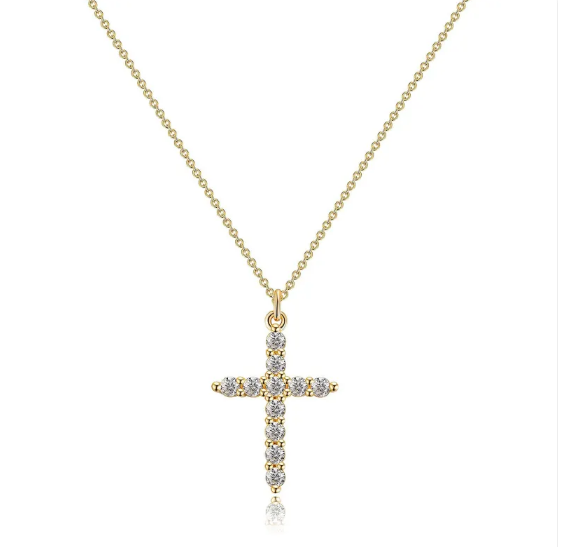 Vedhæng med kors og diamantkrone