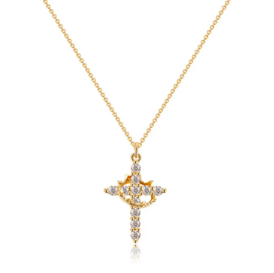 Vedhæng med kors og diamantkrone