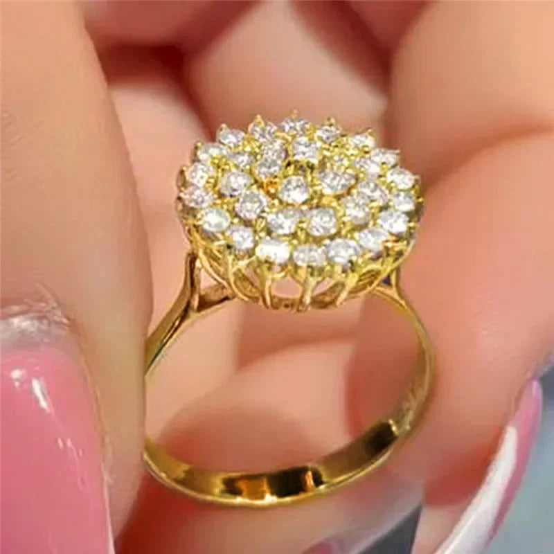 Ring Blomst og Zirkonia med Krystaller