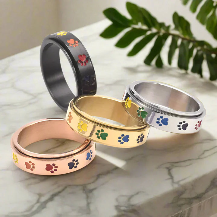 Spinnestressring – Rustfrit stål med regnbueperler