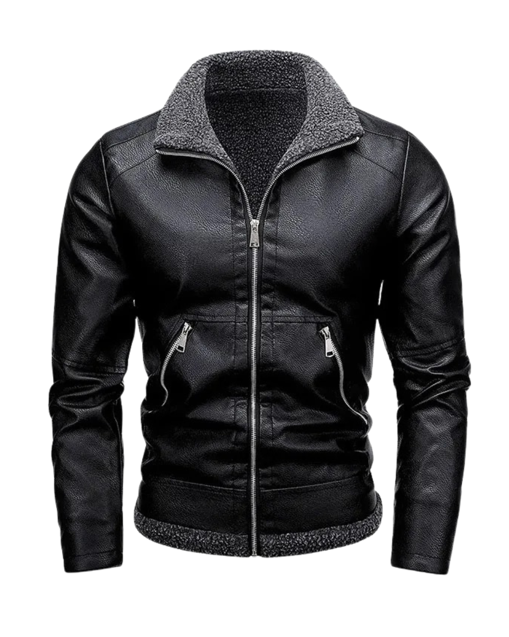 Elegant Fleece Læderjakke