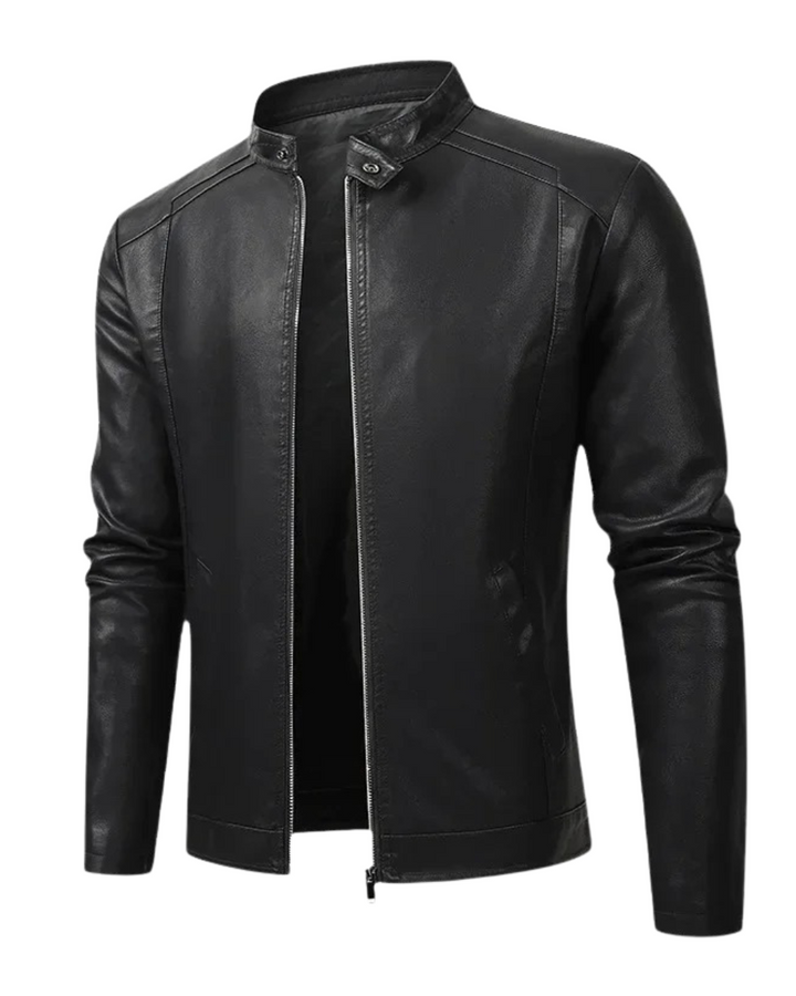 Elegant Herre Biker Læderjakke