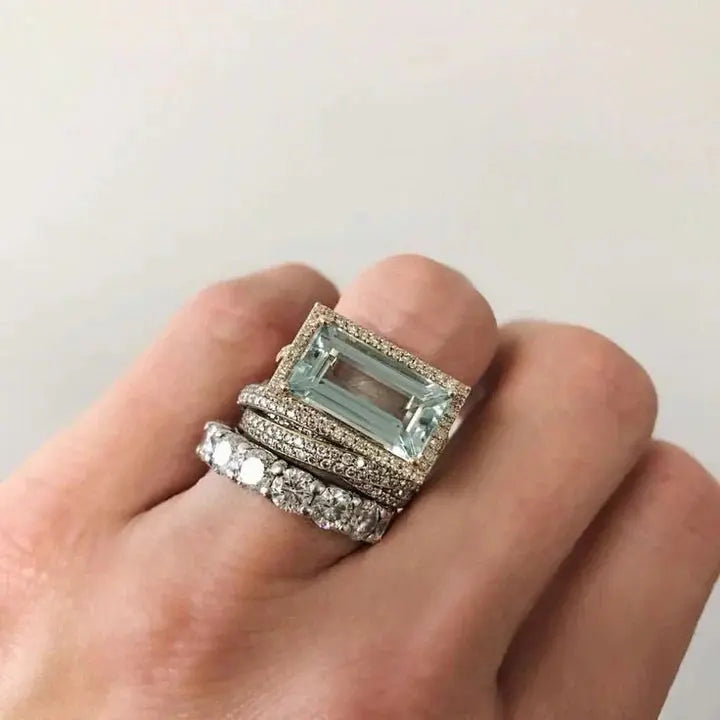 Vintage ringe i sølv med turkist glas