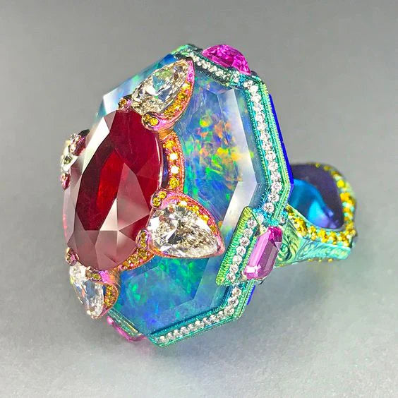 Vintage flerfarvet ring