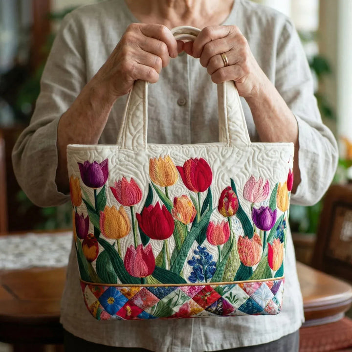 HÅNDLAVET TASKE - TULIPANER