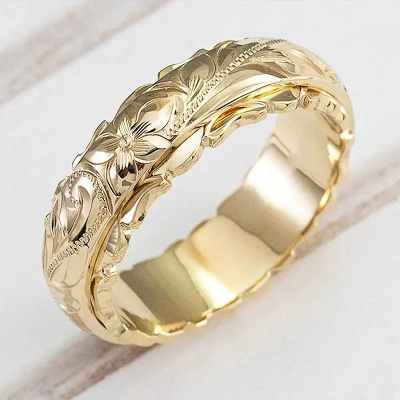 Złoty Vintage Ring med Blomst