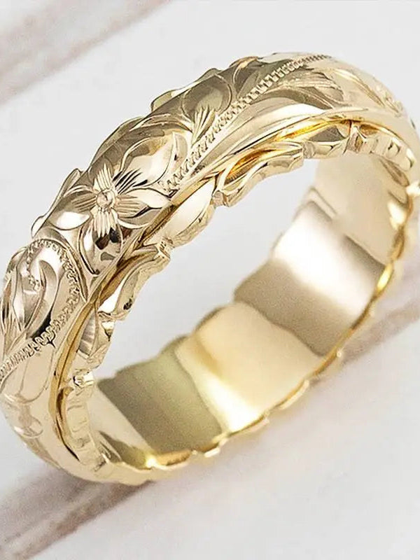 Złoty Vintage Ring med Blomst