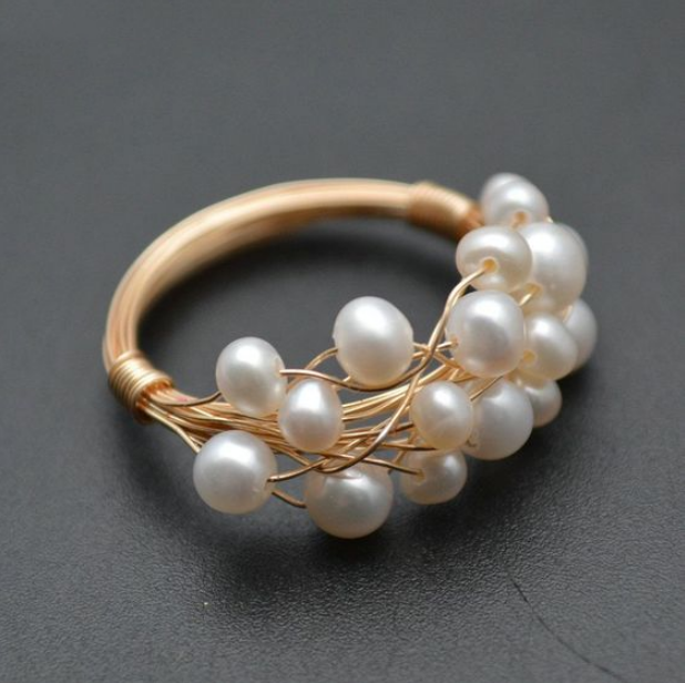 Vintage ring med perleregner