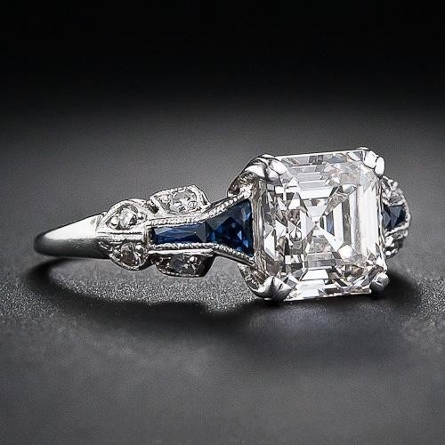 Vintage ring i blå og sølv