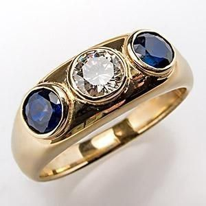 Ring med zirkonia og blå krystal